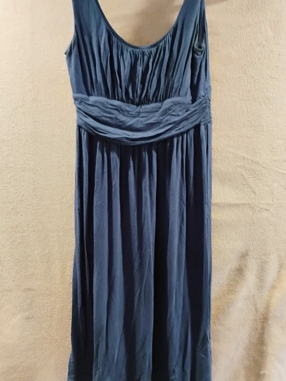 AB Studio Navy Blue Sleeveless Maxi Dress with Draped Waistband